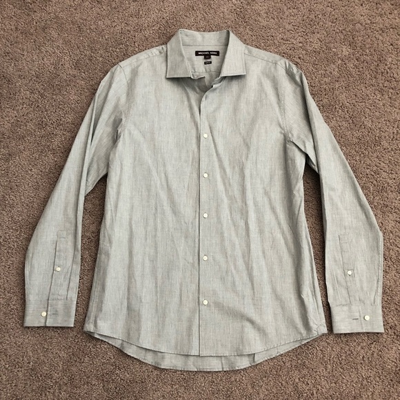 Michael Kors Gray Slim Fit Button Up Shirt Size L - Picture 1 of 12